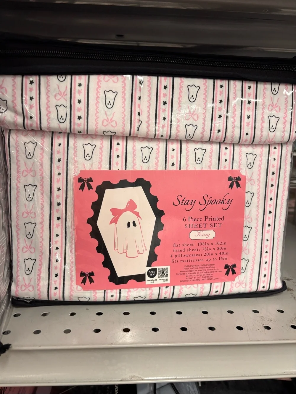 Stay Spooky Pink Ghost 6-Piece Sheet Set